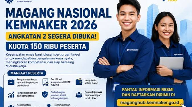 Program Magang Nasional 2026 Dibuka, 150 Ribu Lowongan Bergaji Setara UMP Siap Diperebutkan
